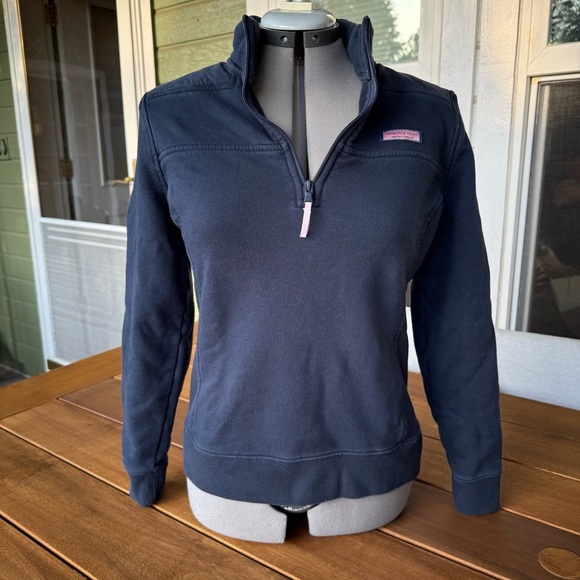 Vineyard Vines Dark Blue Quarter-Zip Pullover Women’s Size Small - Picture 1 of 14